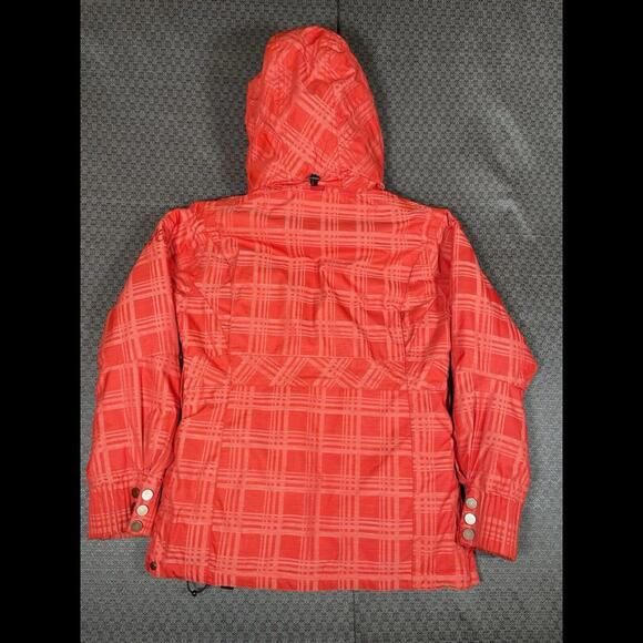 Obermeyer Womens 6 Sawyer Quality Jacket Ski Snowboarding Vented Plaid Coral NEW - Picture 7 of 7
